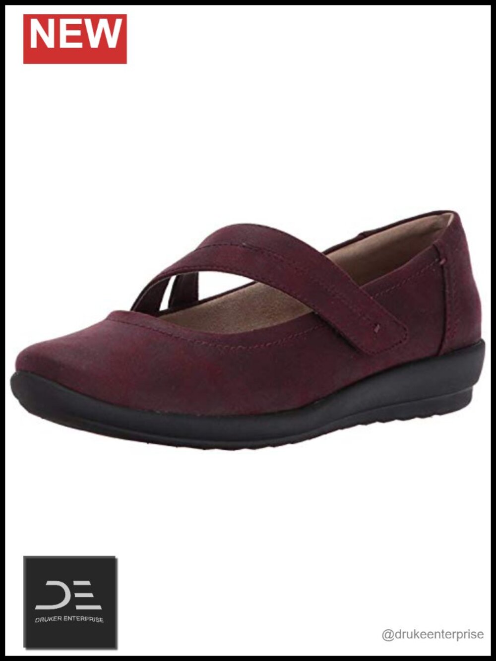 Women's Slip-On Flats with Asymmetrical Hook-and-Loop Strap, Microfiber Upper,
